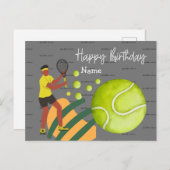 Tennis-Frau spielt Happy Birthday Postcard Postkarte (Vorne/Hinten)