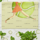 Tennis-Frau spielt Happy Birthday to Player Geschirrtuch (Gefaltet)