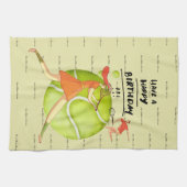 Tennis-Frau spielt Happy Birthday to Player Geschirrtuch (Horizontal)