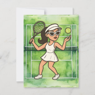 Tennis Frau spielt Tennis  Postkarte