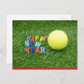 Tennis froh Neujahr & Tennisball Postkarte (Vorne/Hinten)