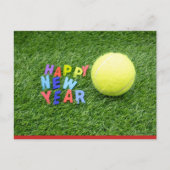 Tennis froh Neujahr & Tennisball Postkarte (Vorderseite)