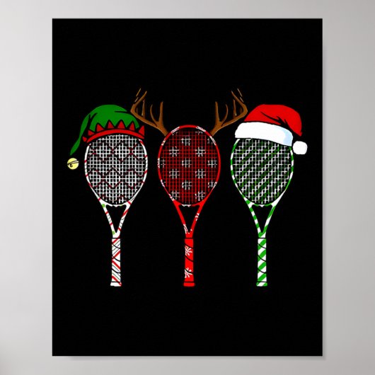 Tennis Frohe Weihnachten 3 Tennis Racket Weihnacht Poster (Vorne)