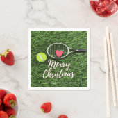 Tennis Frohe Weihnachten mit Ball und Schlägerei L Serviette (Beispiel)