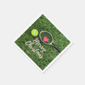 Tennis Frohe Weihnachten mit Ball und Schlägerei L Serviette (Ecke)