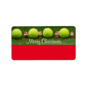 Tennis Frohe Weihnachten mit Ball und Weihnachtsma Adressaufkleber (Vorne)