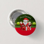 Tennis Frohe Weihnachten mit Ball und Weihnachtsma Button (Vorne & Hinten)
