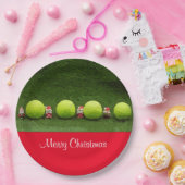 Tennis Frohe Weihnachten mit Ball und Weihnachtsma Pappteller (Party)