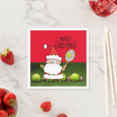 Tennis Frohe Weihnachten mit Ball und Weihnachtsma Serviette (Beispiel)