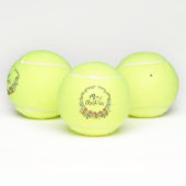 Tennis Frohe Weihnachten mit Blume Kranz Tennisbälle (Multi)
