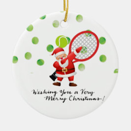 Tennis Frohe Weihnachten mit dem Weihnachtsmann Keramik Ornament