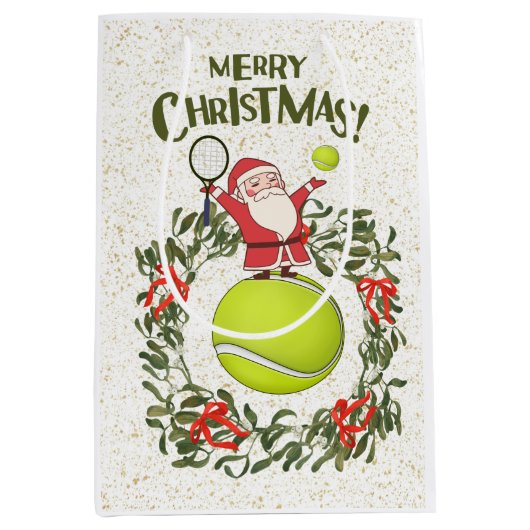 Tennis Frohe Weihnachten mit dem Weihnachtsmann Mittlere Geschenktüte (Vorderseite)