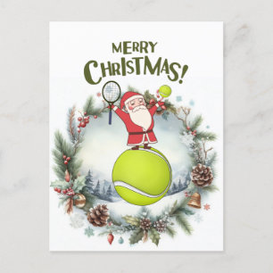 Tennis Frohe Weihnachten mit dem Weihnachtsmann Postkarte