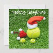 Tennis Frohe Weihnachten mit grünem Ball Karte (Vorderseite)