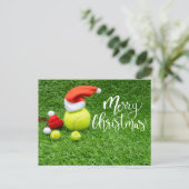 Tennis Frohe Weihnachten mit grünem Ball Postkarte (Stehend Vorderseite)