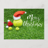 Tennis Frohe Weihnachten mit grünem Ball Postkarte (Vorderseite)