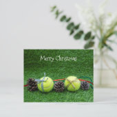Tennis Frohe Weihnachten mit Tennisball Postkarte (Stehend Vorderseite)