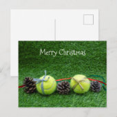Tennis Frohe Weihnachten mit Tennisball Postkarte (Vorne/Hinten)