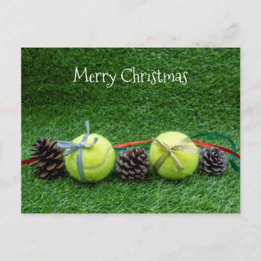 Tennis Frohe Weihnachten mit Tennisball Postkarte (Vorderseite)
