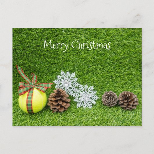 Tennis Frohe Weihnachten mit Tennisball Postkarte (Vorderseite)