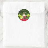 Tennis Frohe Weihnachten mit Tennisball und Santa Runder Aufkleber (Tasche)
