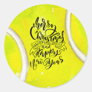 Tennis Frohe Weihnachten Thema Runder Aufkleber