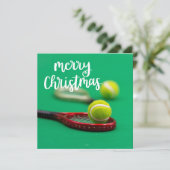 Tennis Frohe Weihnachtskarte Karte (Stehend Vorderseite)
