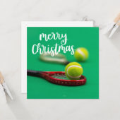 Tennis Frohe Weihnachtskarte Karte (Vorderseite/Rückseite Beispiel)