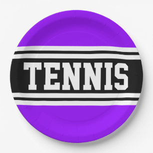 TENNIS Fun Bold Helles Lila Schwarz Racing Streife Pappteller