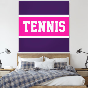TENNIS Fun Bold Sportlich Lila Rosa Weiße Streifen Leinwanddruck