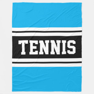 TENNIS Fun Helle Azure Blau Schwarze Rennstreifen Fleecedecke