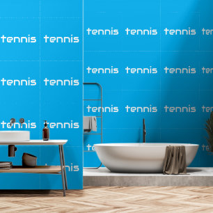 TENNIS Fun Refined Weiße elegante Schrift auf Azur Tapete