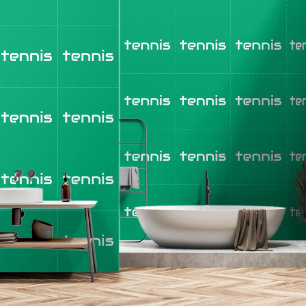 TENNIS Fun Refined Weiße elegante Schrift auf Grün Tapete