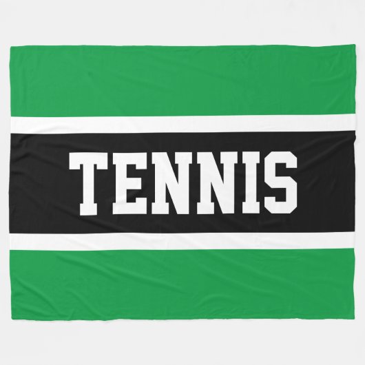 TENNIS Fun Sporty Bright Green Schwarz-weiß Stripe Fleecedecke (Vorderseite (Horizontal))