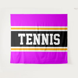 TENNIS Fun Sporty Bright Pink Black Yellow Streife Wandteppich