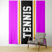 TENNIS Fun Sporty Bright Pink Black Yellow Streife Wandteppich (Beispiel)