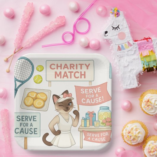 Tennis Fund Raiser für Cat Lovers Pappteller (Party)