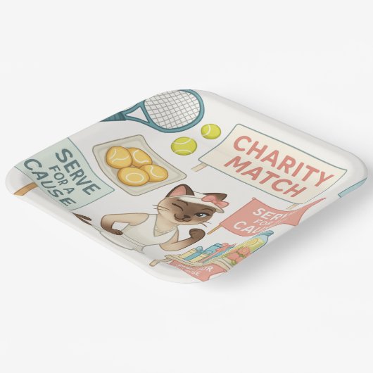 Tennis Fund Raiser für Cat Lovers Pappteller (Gewinkelt)