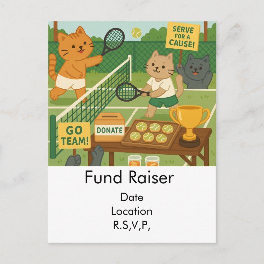 Tennis Fund Raiser für Cat Lovers Postkarte (Vorderseite)