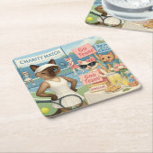 Tennis Fund Raiser für Cat Lovers Rechteckiger Pappuntersetzer (angewinkelt)