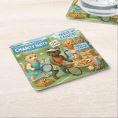 Tennis Fund Raiser für Cat Lovers Rechteckiger Pappuntersetzer (angewinkelt)