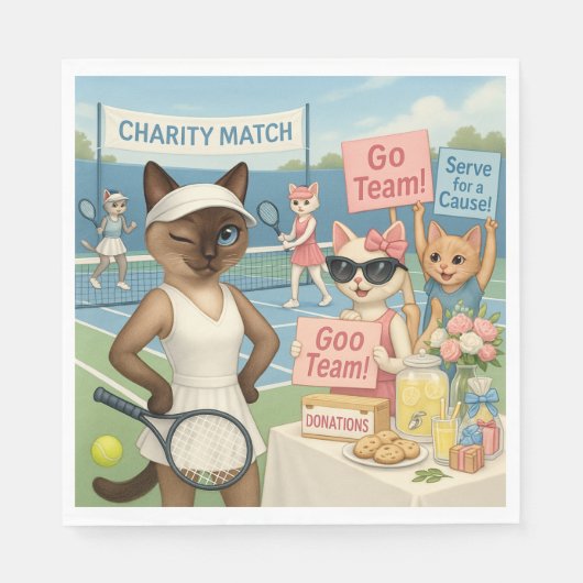 Tennis Fund Raiser für Cat Lovers Serviette (Vorderseite)