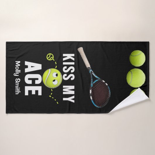 Tennis Funny Kiss My Ace für Spieler Badehandtuch (Badehandtuch)