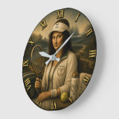 Tennis Funny Mona Lisa Große Wanduhr (Winkel)