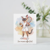 Tennis Funny Sprichwort für Cat Lovers Postkarte (Stehend Vorderseite)
