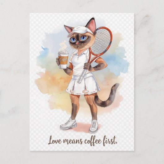 Tennis Funny Sprichwort für Cat Lovers Postkarte (Vorderseite)