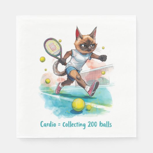Tennis Funny Sprichwort für Cat Lovers Serviette (Vorderseite)