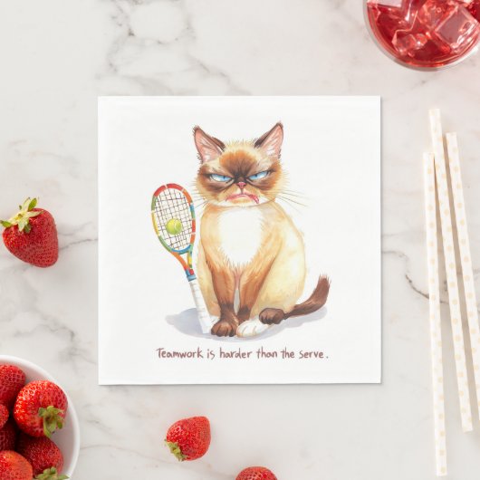 Tennis Funny Sprichwort für Cat Lovers Serviette (Beispiel)