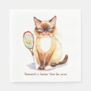 Tennis Funny Sprichwort für Cat Lovers Serviette