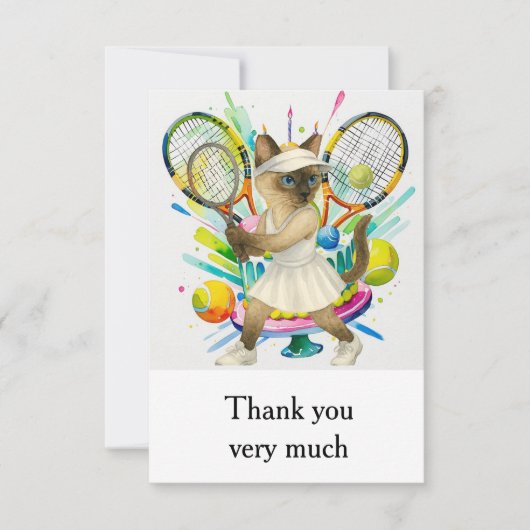 Tennis für siamesische Katzen-Liebhaber Dankeskarte (Vorderseite)